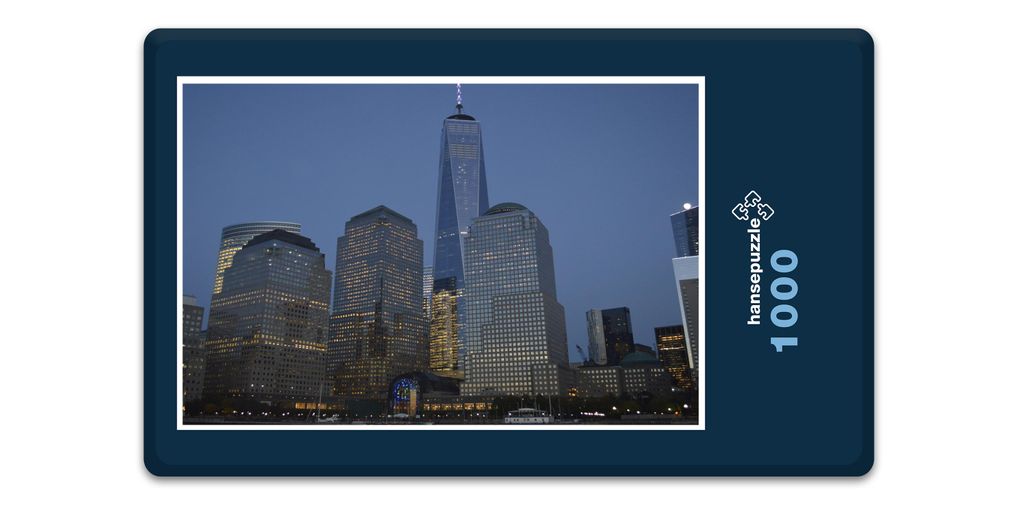 hansepuzzle 12432 - Manhattan bei Nacht Puzzle, 1000 Teile, Gebäude, 60,0 x 46,0cm mit hochwertiger Aufbewahrung, Kartonbox & Beutel