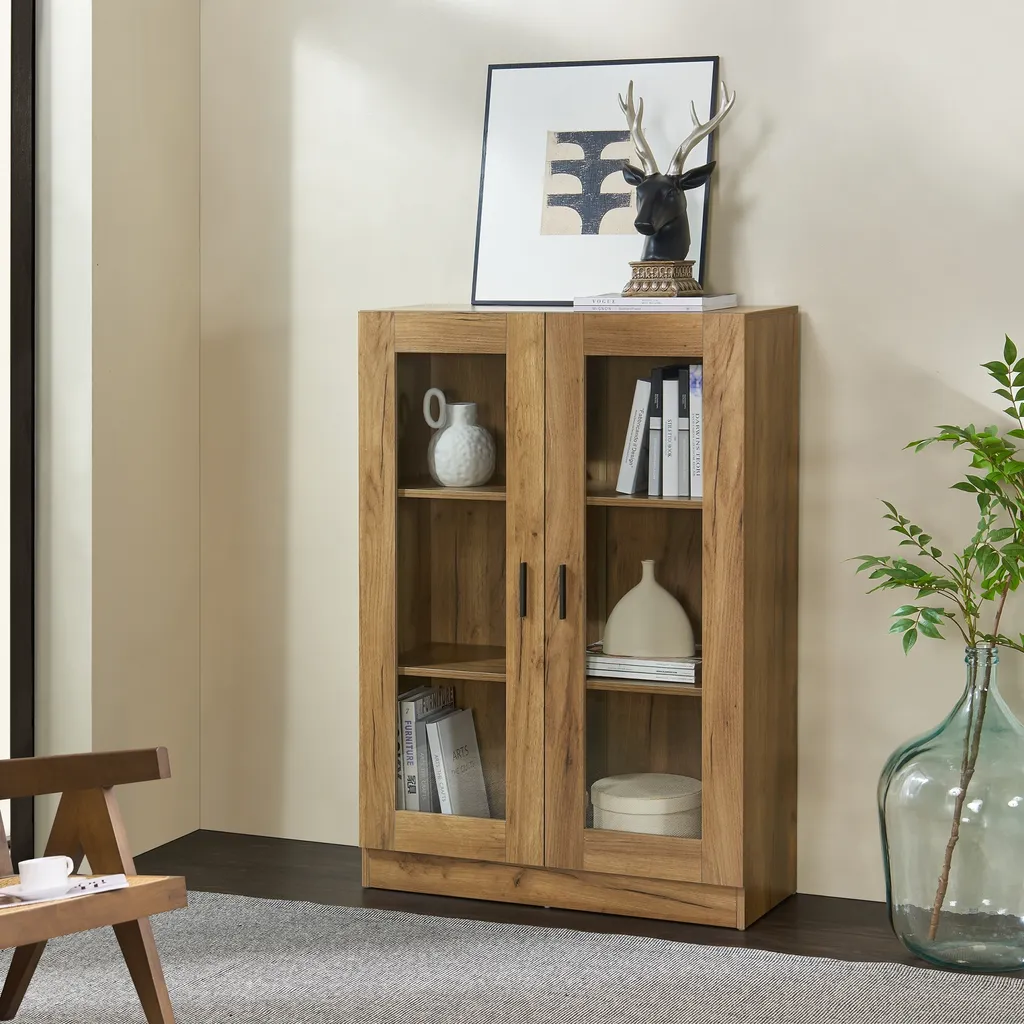 Vitrine en chêne Sorø 115cm : finitions soignées et portes transparentes