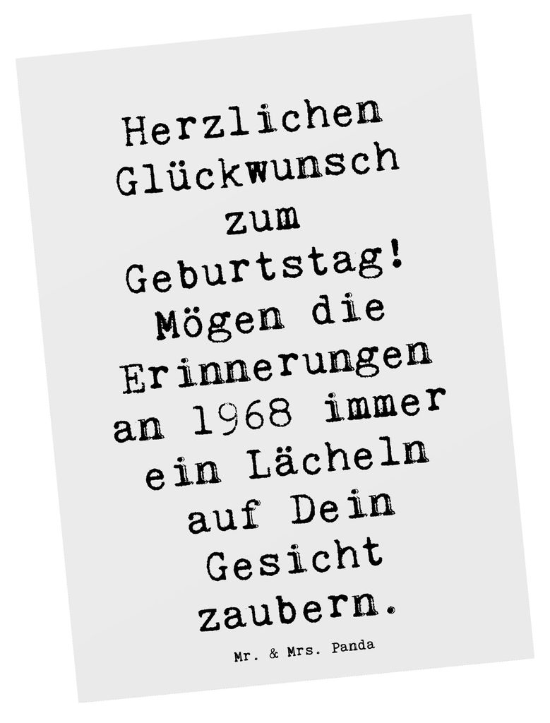Mr. & Mrs. Panda Postkarte Spruch 1968 Geburtstag - Weiß - Geschenk, Fotokarte, Freude, Glückwunsch, Lächeln auf Dein Gesicht, Geburtstagsgesche...
