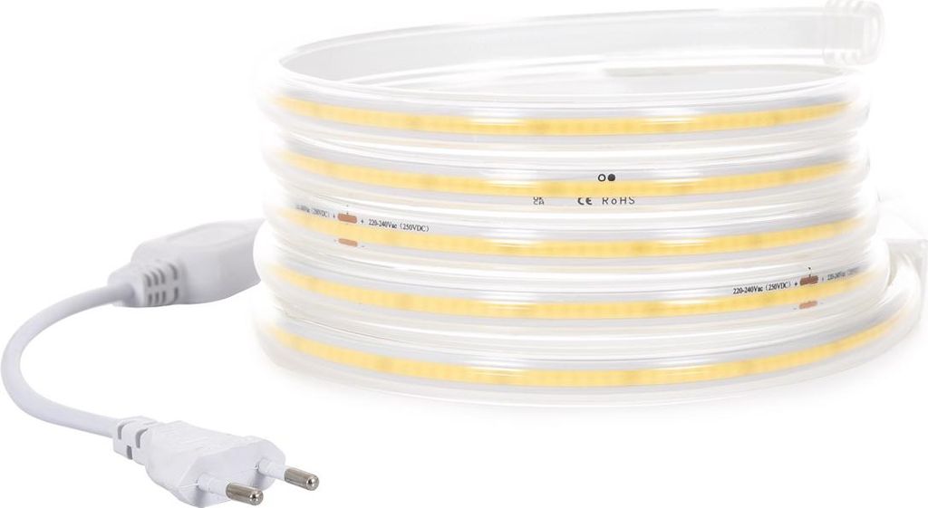 LED-Streifen Dimmbar 220V COB 320 LED/m Neutralweiß 8W/m 720lm/m Breite 12mm Schnitt 50cm IP65 CRI90 nach Maß 15 m