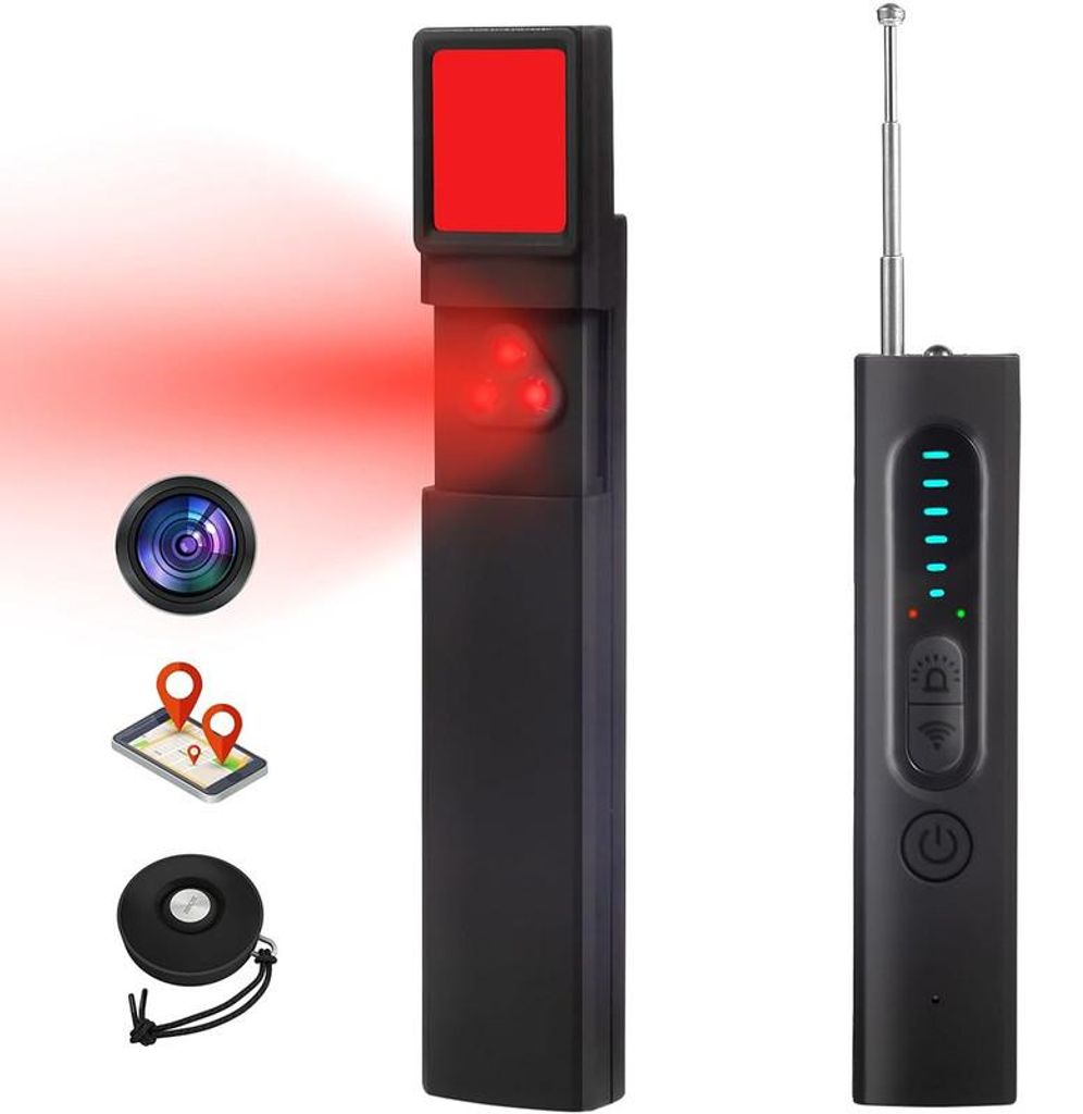 Anti-Spionage Detektor, Detektoren, 4-in-1 Kamera-Finder, RF Scanner & GPS Sucher, 6 Stufen, 24h Akku, 12g, mini – für Hotel & Auto