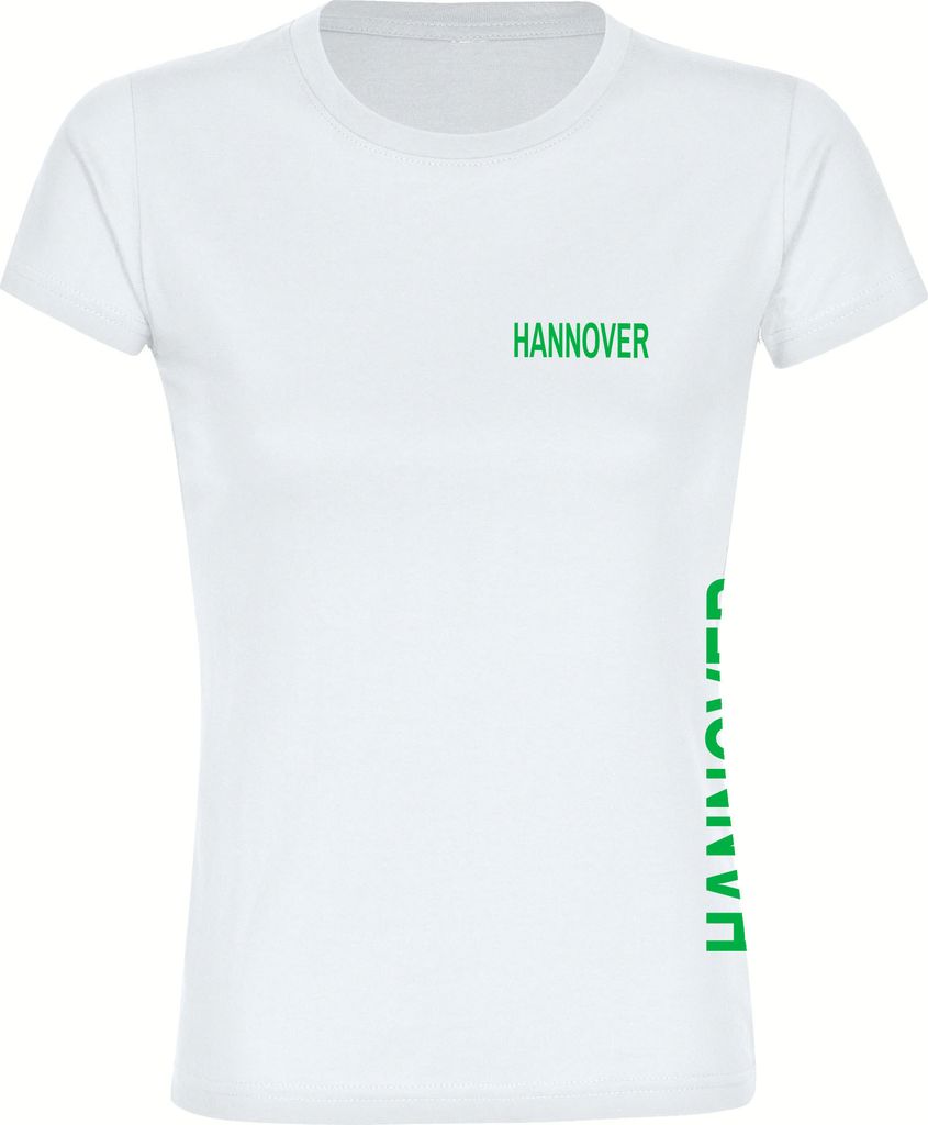 multifanshop Damen T-Shirt - Hannover - Brust & Seite, weiß, Größe 3XL