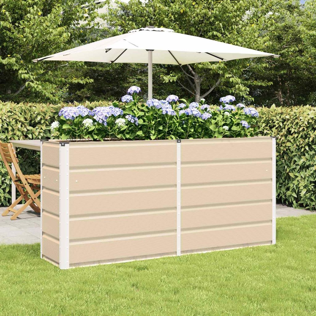 "Schlussverkauf" Pflanzkübel im Garten - 1 pc - Blumenbeet/Gartenbeet - Elfenbein 160x40x75 cm Stahl C13506