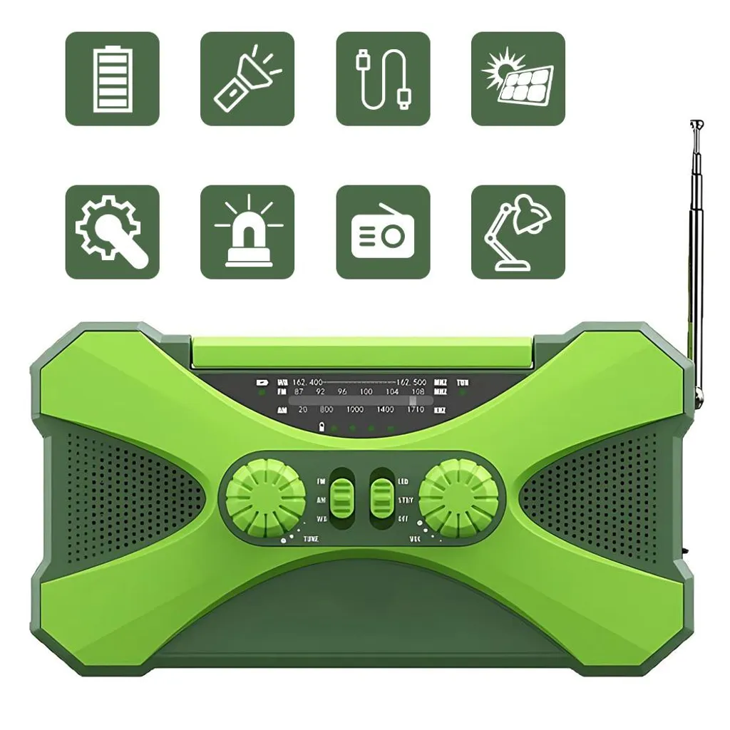 Radio Solaire 10000mAh avec Lampe LED et Alarme SOS Puissante Intégrée
