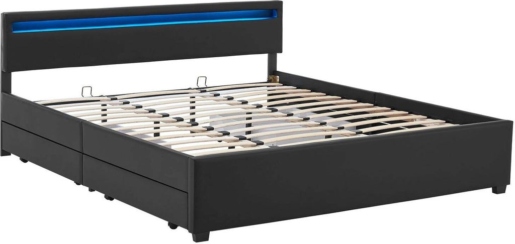 Juskys Polsterbett Lyon 180 x 200 cm mit Bettkasten, LED Produktbild 