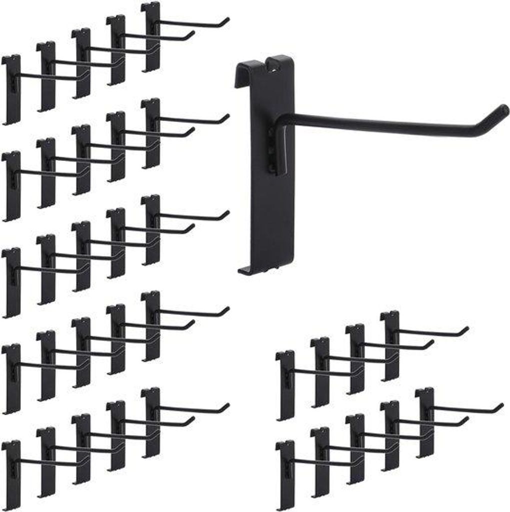 35 Stück Metall-Gridwall-Anschlaghaken mit Schwarzem Notch-Display (6")