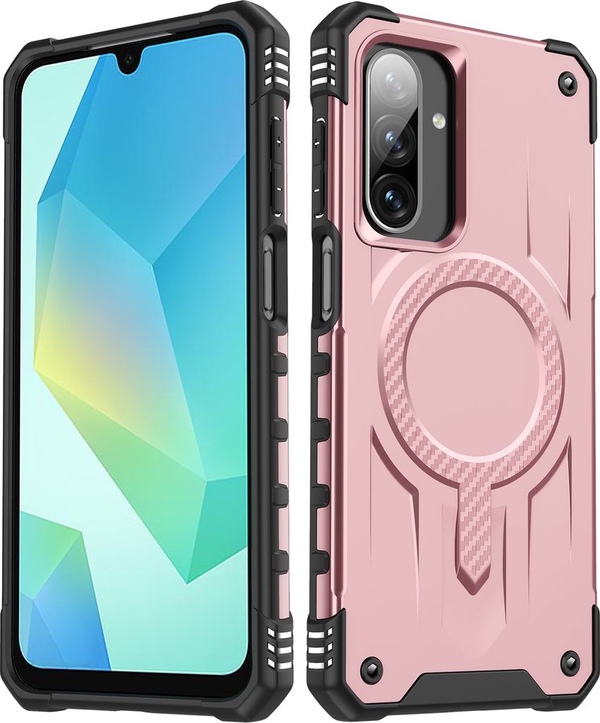 Magnetisch Hülle für Samsung Galaxy A36 / A56, Dual Layer PC TPU Stoßfest Handyhülle Pink