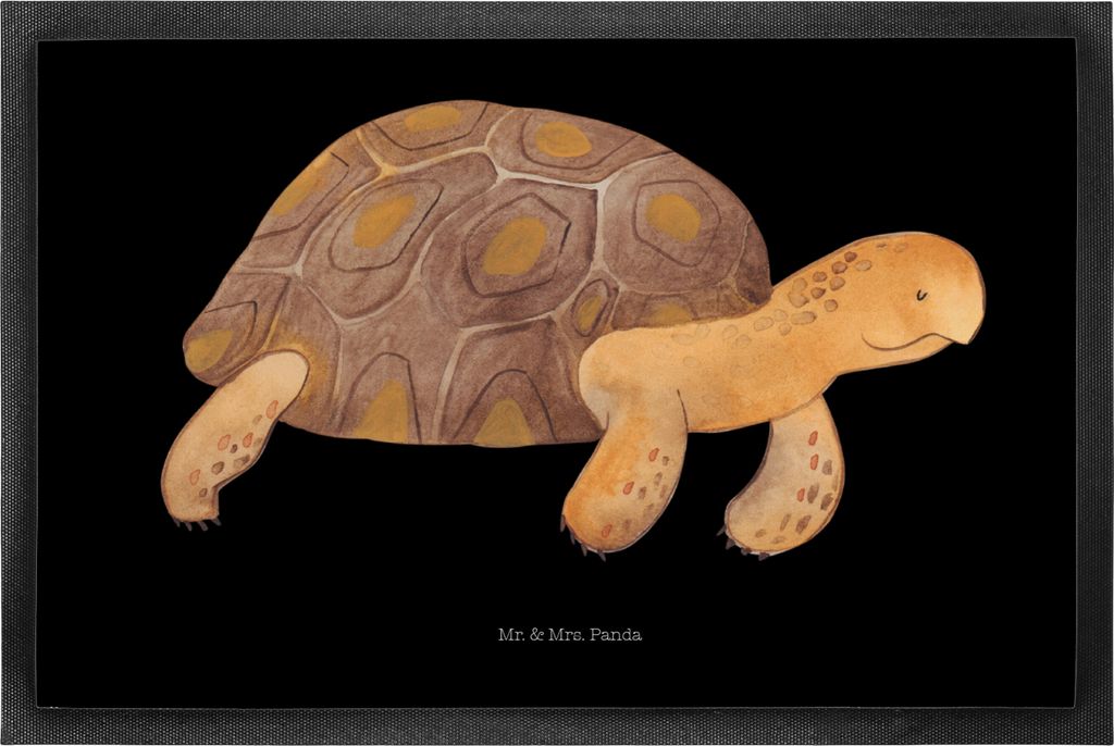Mr. & Mrs. Panda Schmutzfangmatte Schildkröte Marschieren 50 x 75 cm - Schwarz - Geschenk, Fussmatte, Fußabstreifer, Meer, Bodenvorleger, Neustar...