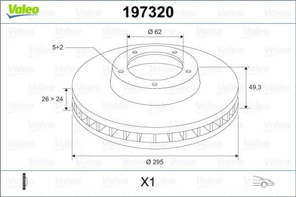 Disque de frein VALEO 197320 pour entretien Toyota Corolla et Avensis
