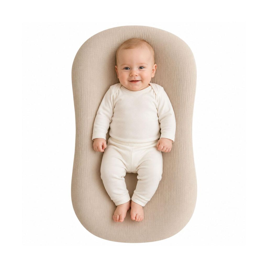 Babynest, Bequem Babybett, Weich Atmungsaktiv Babynestchen für 1-6 Monate Babys, Größe: 75x49cm, Grau