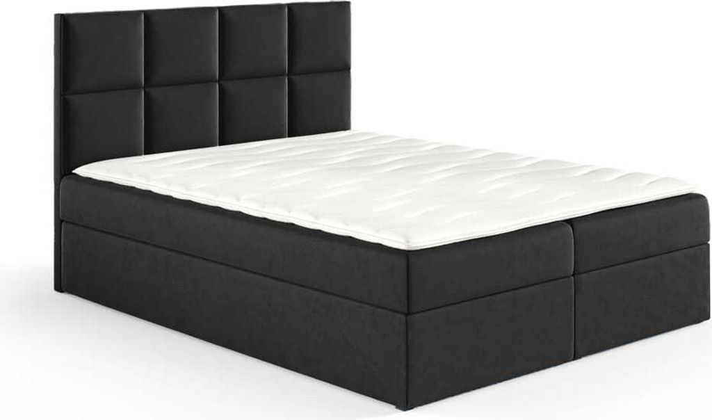 Boxspringbett Kleo 140x200cm schwarz - Stoff Riviera 100
