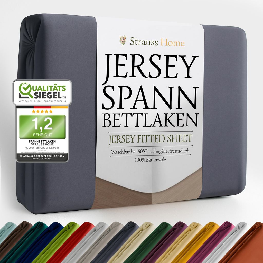 Strauss Home® Jersey Spannbettlaken Spannbetttuch Bettlaken Produktbild 
