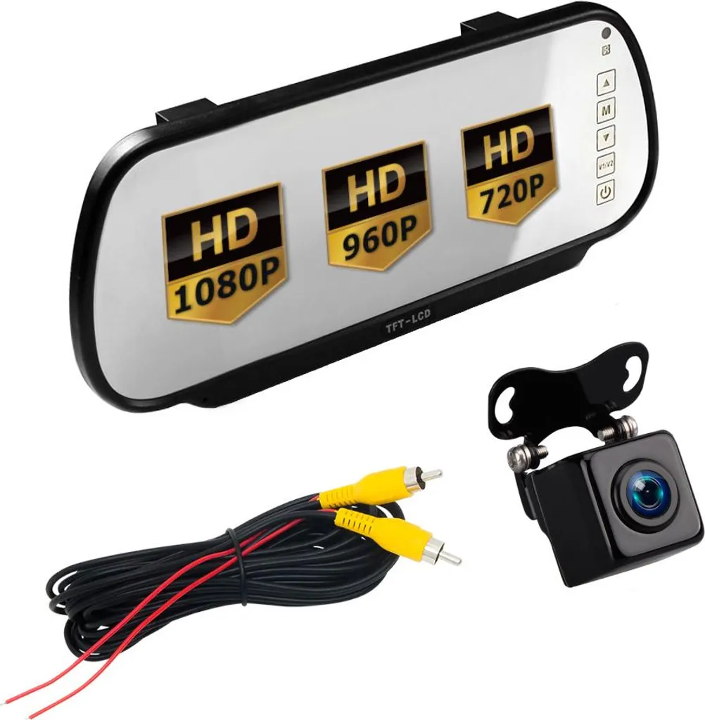 Écran Miroir AHD 7 Pouces Full HD et Caméra Métal Vision Nocturne IR