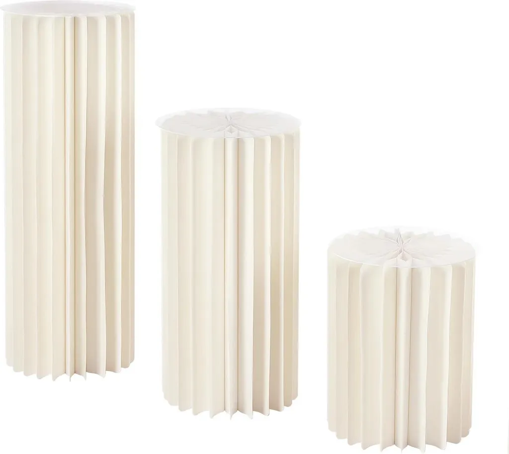 Vases en carton blanc de forme ronde pour décoration de mariage - Set de 3