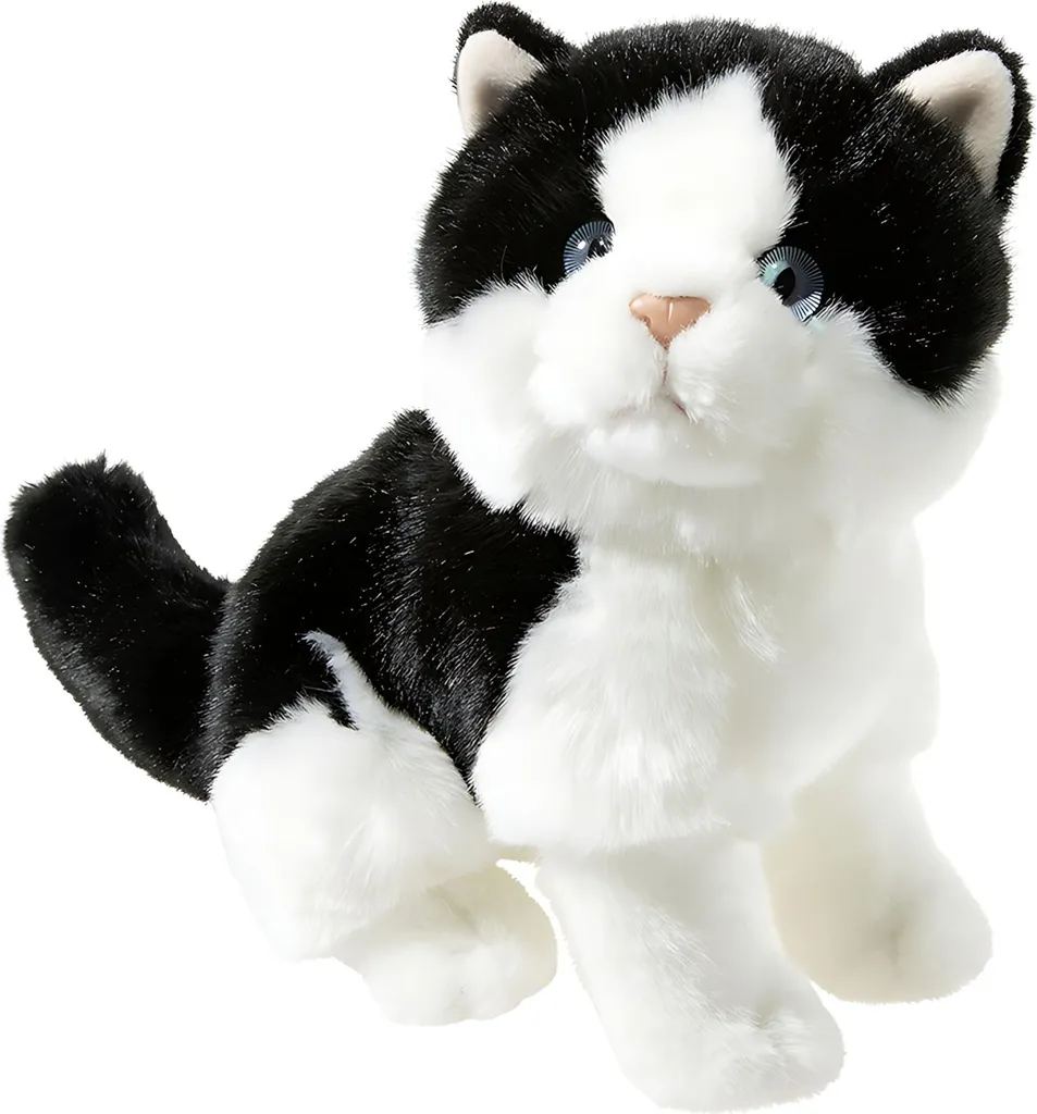 Peluche chaton noir et blanc Heunec Misanimo - Chaton tout doux 20 cm