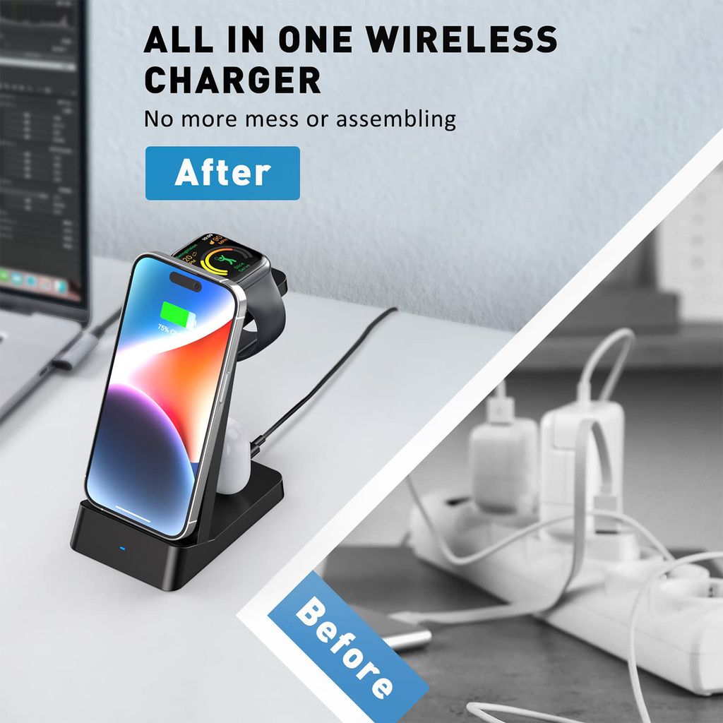 Kabellose 3-in-1 Ladestation für iPhone, Apple Watch und Produktbild 6