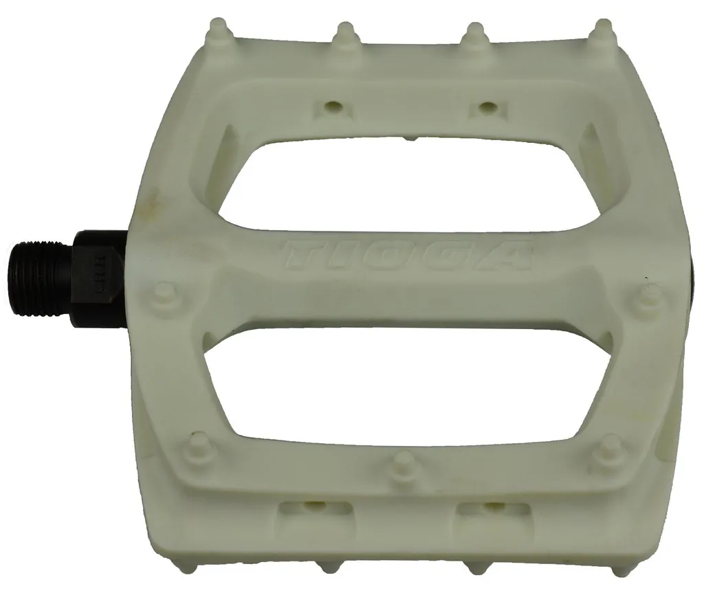 Pédale Tioga Surefoot Slim Blanc avec plateforme large et profil extra fin