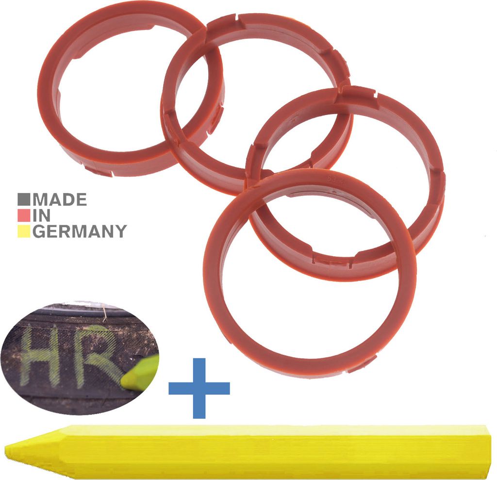 4X Zentrierringe 73,1 x 63,4 mm Rot Felgen Ringe + 1x Produktbild 