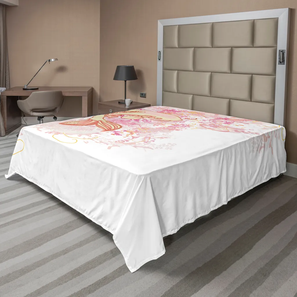 Grand drap de lit zen poissons Koï rose et jaune - Confort premium