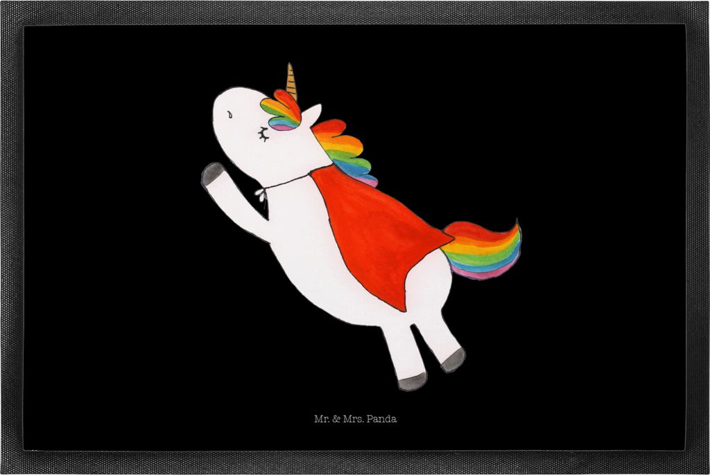 Mr. & Mrs. Panda fußmatte Einhorn Super 50 x 75 cm - Schwarz - Geschenk, Eingangsteppich, Einhörner, Schmutzfangmatte, Abtretmatte, Held, Unicorn...