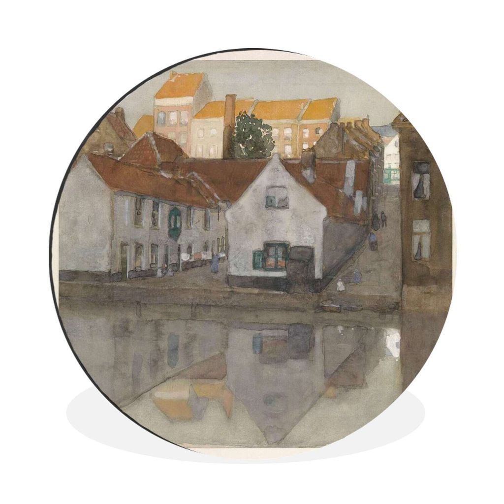 MuchoWow Aluminium Wandkreis Slum in Gent - Gemälde von George Hendrik Breitner Ø 30 cm Wanddeko Modern Wohnzimmer - Wand Bild - Wohnzimmer - R...