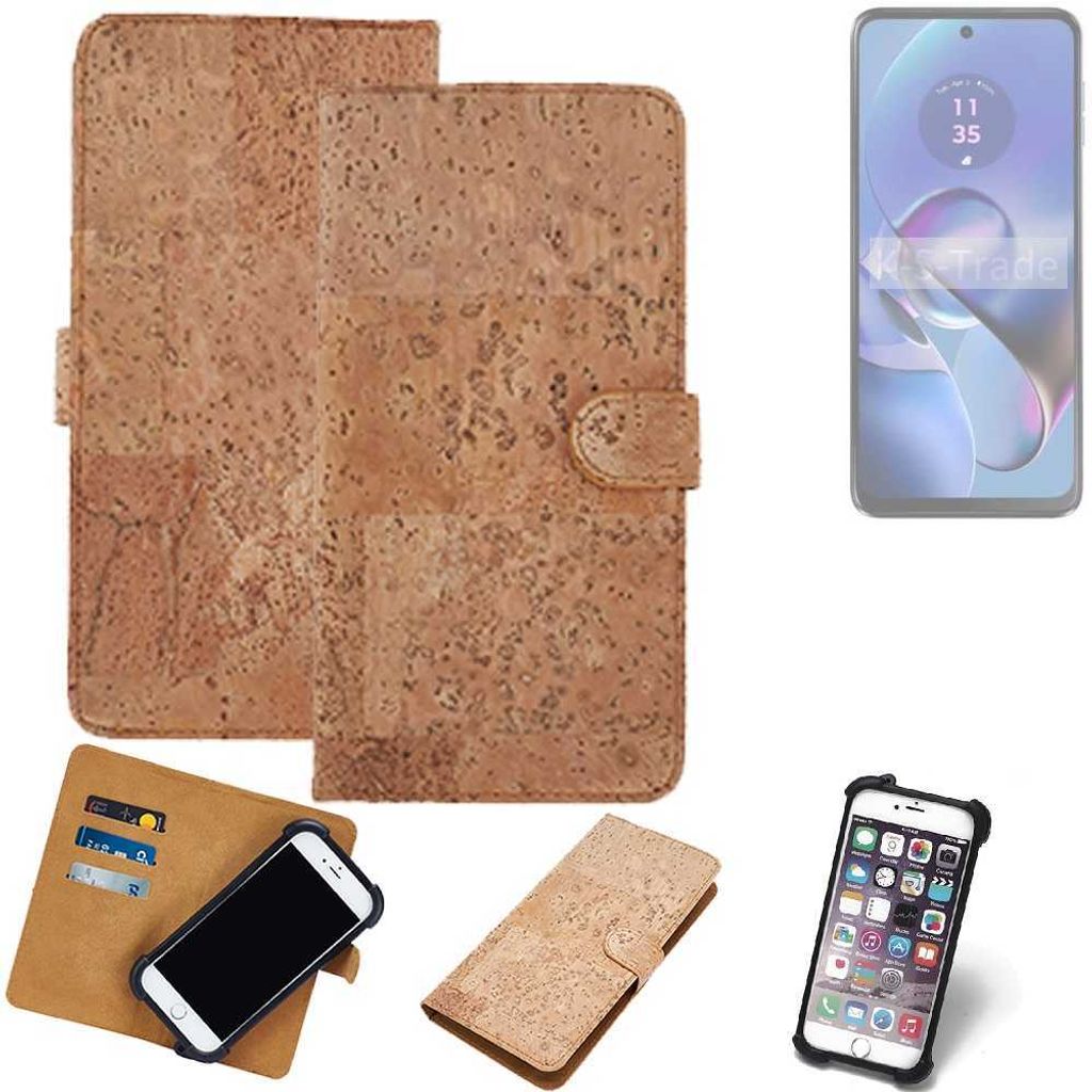 K-S-Trade Hülle kompatibel mit Motorola Moto G64 5G Kork Handyhülle Cover Schutzhülle TPU Case Bumper in Hellbraun, (1x)