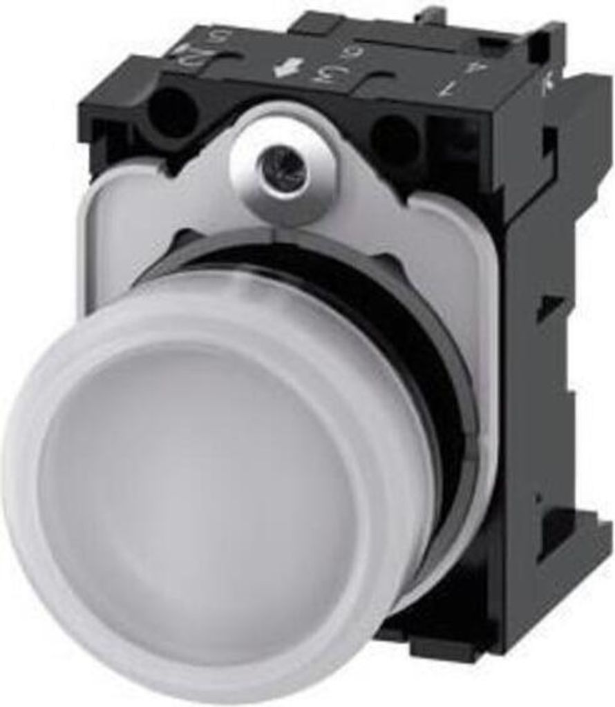 Siemens Indus.Sector Leuchtmelder weiß, Linse, glatt 3SU1102-6AA60-1AA0