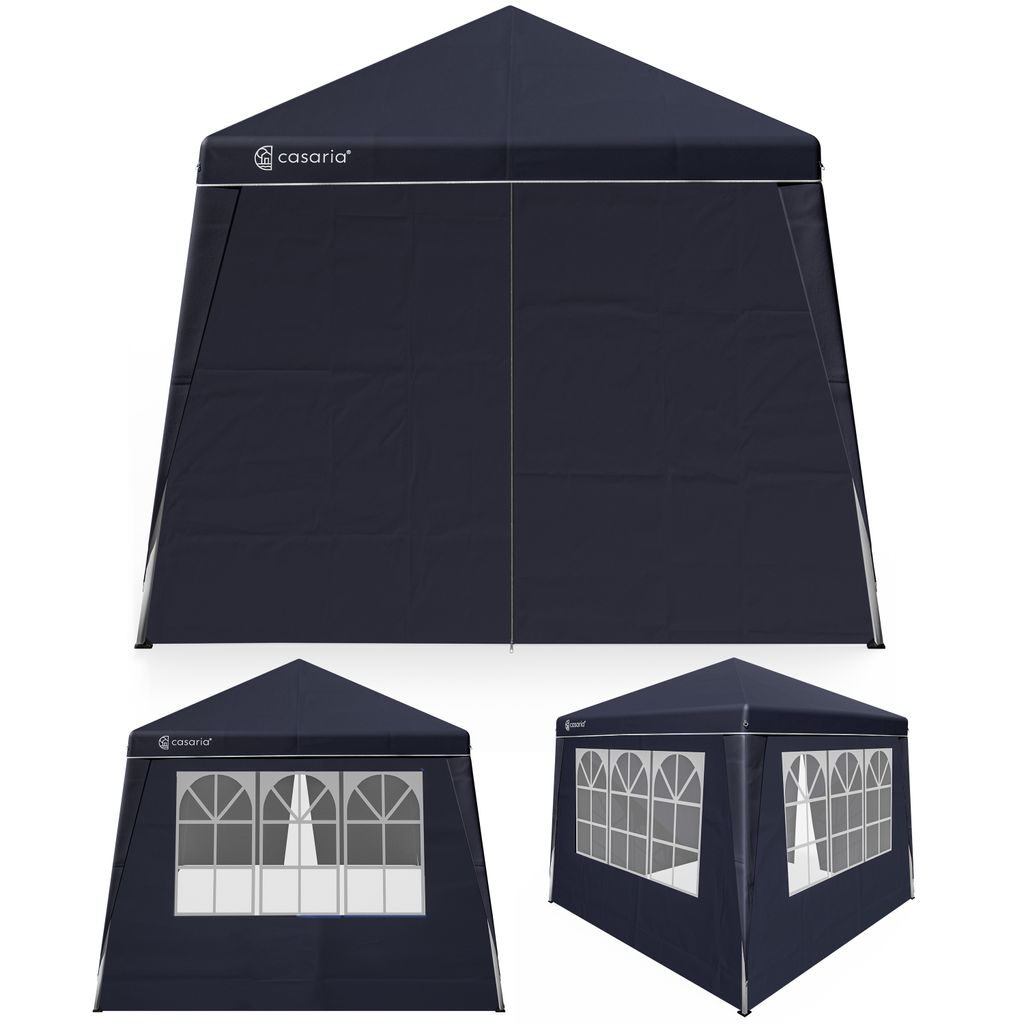 CASARIA Pavillon Pop-Up 3x3m inkl. 4x Seitenteile Farbauswahl UV-Schutz 50+ inkl. Tasche wasserdicht faltbar Faltpavillon Festival Capri Anthrazit