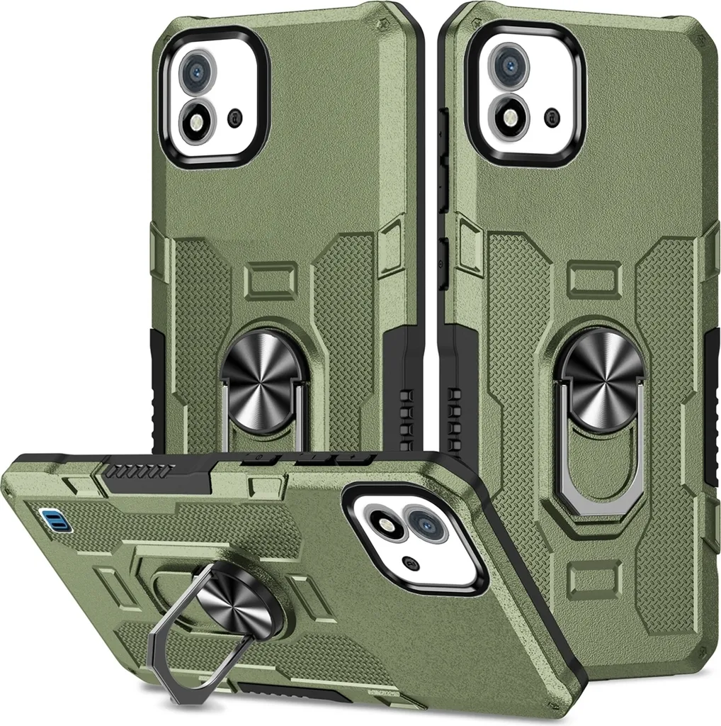 Custodia Realme C11 2021, resistente custodia a doppio strato con supporto ad anello e supporto per OPPO Realme C20 / C11 2021 verde