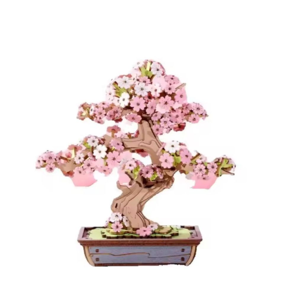 FORSMANO Sakura-Bonsai 3D-Holzpuzzle mit 263 Puzzleteilen, Cherry Blossoms Sakura Bonsai Spielzeug, für Kinder Spielzeug Modellino DIY Kit