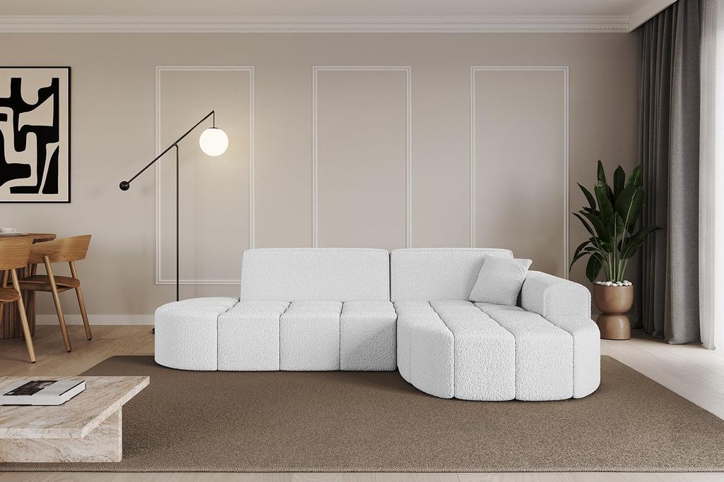 ALTDECOR Ecksofa in L-Form Livo-L1 - 252x173x79,5 cm Weiß - Corner Sofa Bett Eckcouch Couch Wohnlandschaft Cauchsofa