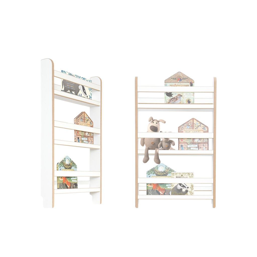 MAMOI Bücherregal für Kinder, kompakte Wandregal aus Holz, niedriges vertikales Regal für das Kinderzimmer