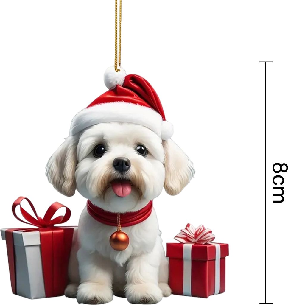 Weihnachtsornament, lebendige Farben, einfach aufzuhängen, süßer Hund, Auto-Hängeanhänger, Weihnachtsbaum-Acryl-Anhänger