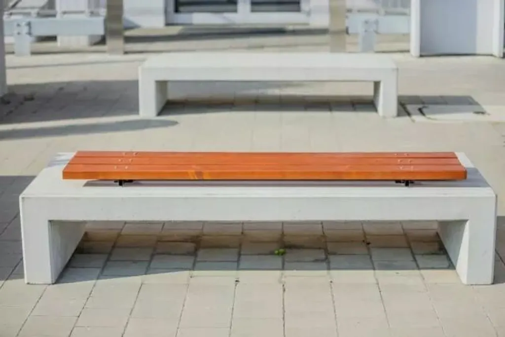Banc de jardin sans dossier en bois brun résistant intempéries 150cm - 2