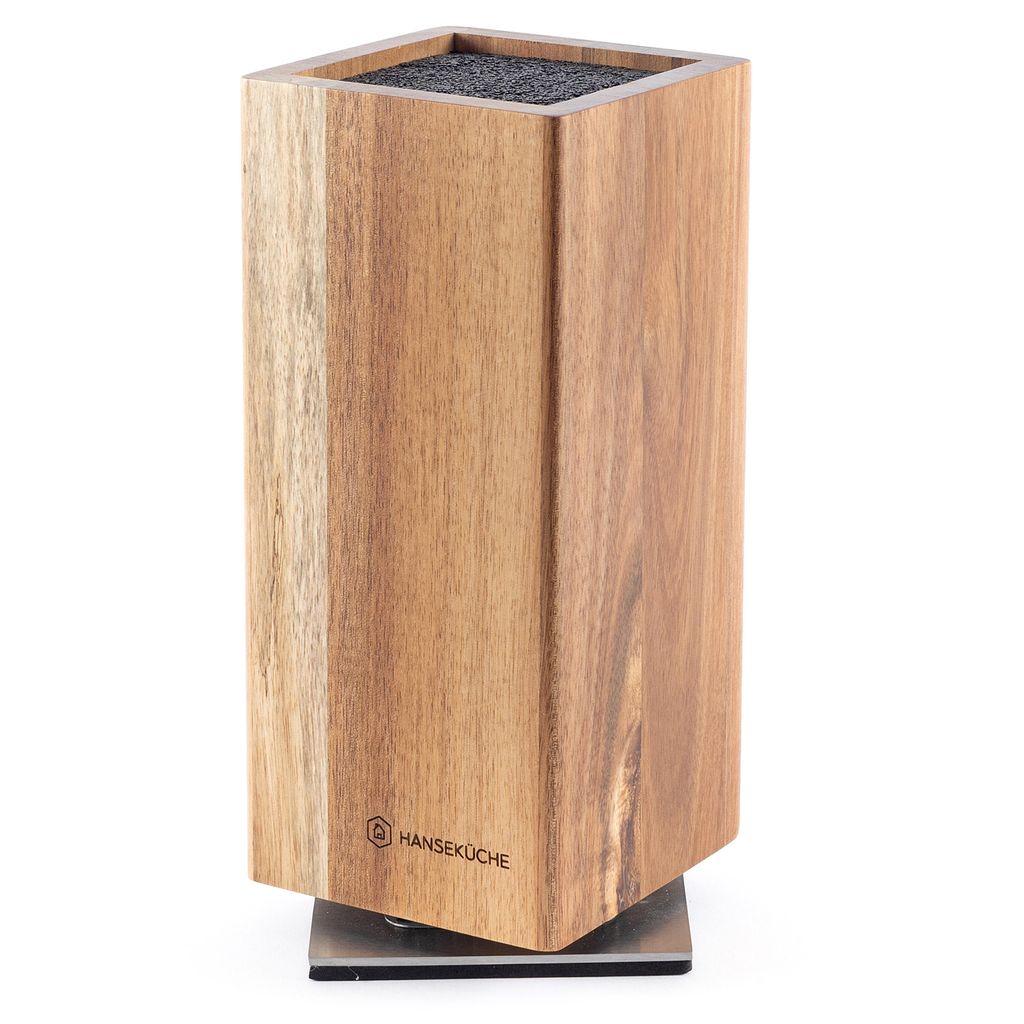 Messerblock - Messerhalter ohne Messer aus Holz Messerbrett (Akazienholz, Mit Borsteneinsatz)