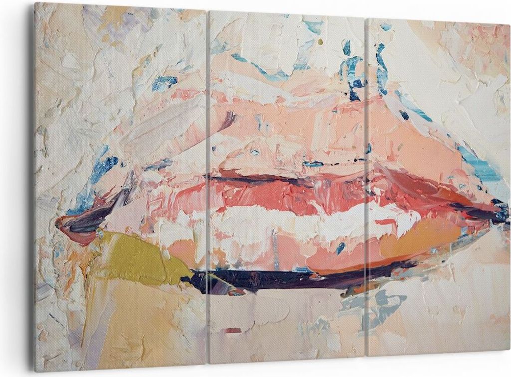 Bild auf Leinwand - Leinwandbild - 3 Teile - Mund pastos Stück - 165x110cm - Wand Bild - Wanddeko - Wandbilder - Leinwanddruck - Bilder - Wanddeko...