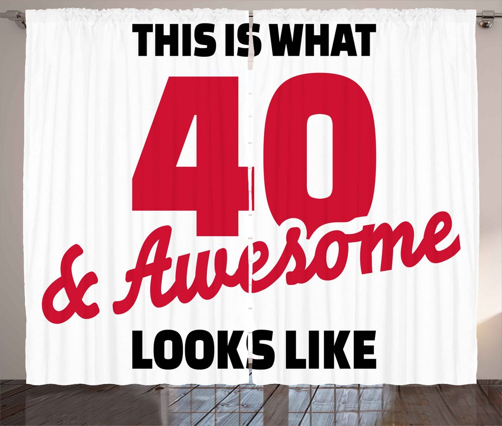 ABAKUHAUS 40. Geburtstag Rustikaler Vorhang, 40 Theme weiche Farben, Wohnzimmer Universalband Gardinen mit Schlaufen und Haken, 280 x 245 cm, Schwa...