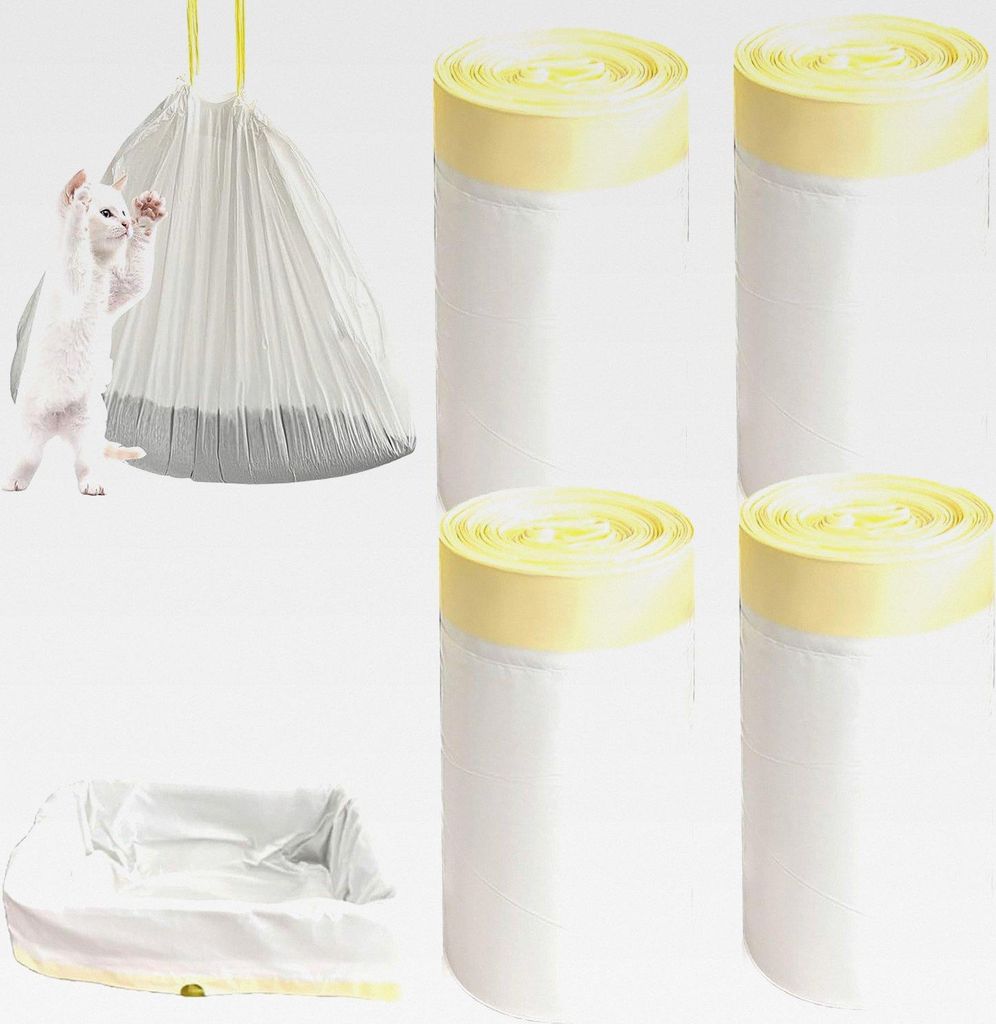40 Stück Mülltüten mit Tragegriff, 104 * 45cm XXL Katzenklo Beutel, Katzenklo Selbstreinigend, Reißfeste Dicke Katzentoilette Tüten, Katzentoi...