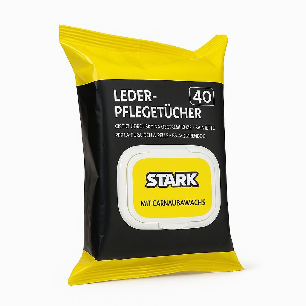 STARK - Leder-Pflegetücher | 40Stk. | 19x20 cm | Pflegetücher für Leder | für alle Arten von Glattleder & Praktischer Klickverschluss