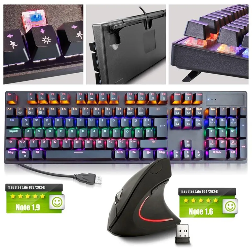 Kit Gaming et Bureautique : Clavier Mécanique et Souris Ergonomique