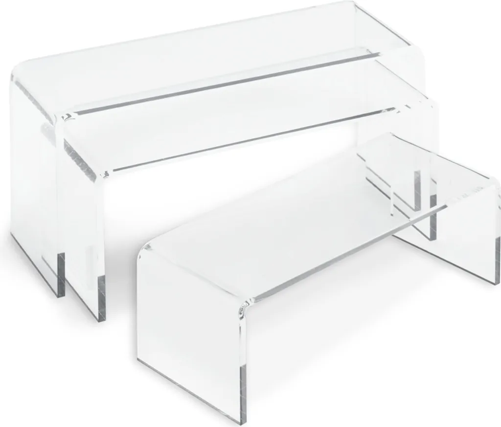 Présentoirs de Vitrine pour Bijoux et Collections Set de 3 Transparents