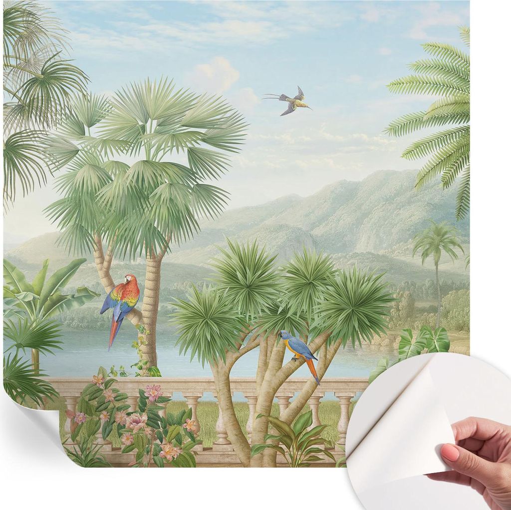 Selbstklebende Wandtapete - Dekorative Tapete für Wohnzimmer - Klebefolie für Wandbilder - Tapetenfolie für Wanddekoration - 250x250 cm - Exotis...