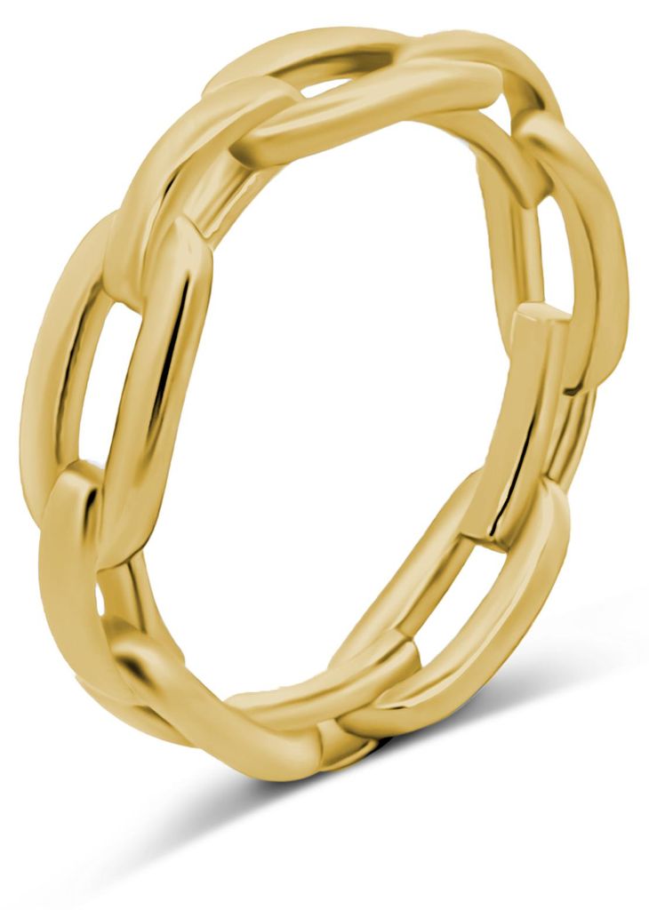 CO88 Collection 8CR-10044-56 Stahlring – Damen – Glieder – 5,6 mm breit – 3,6 mm dick – Größe 56 – Stahl – Goldfarben