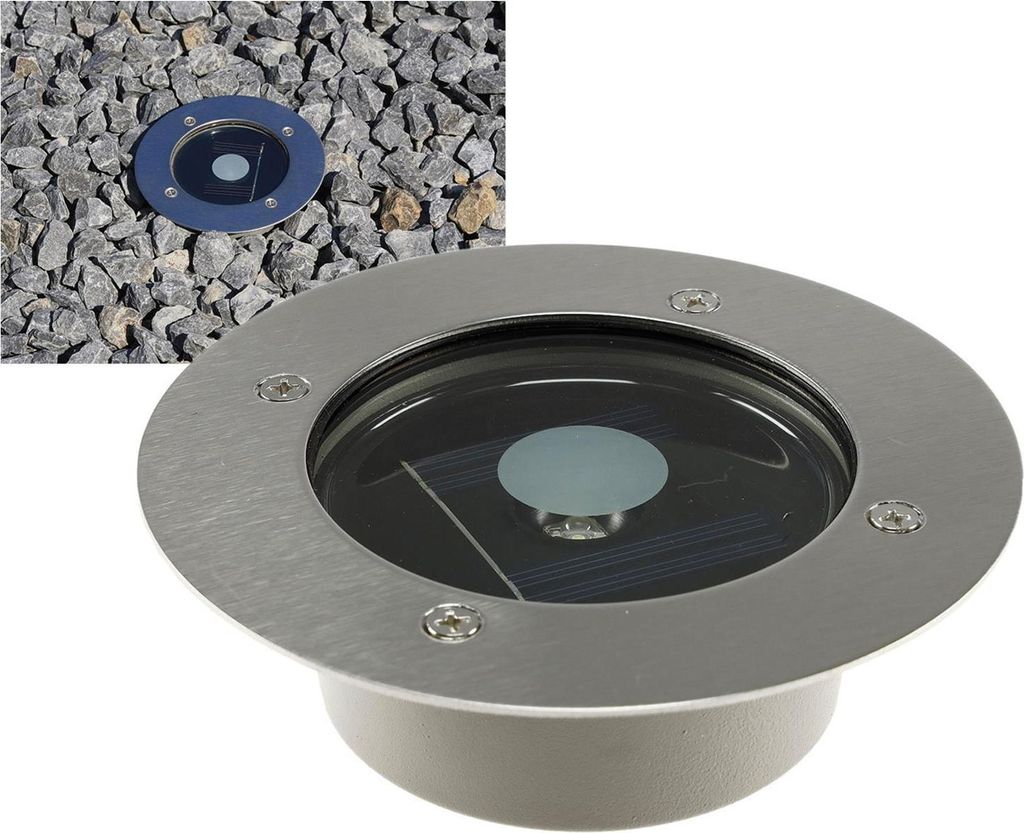 Solar LED Bodenstrahler CTB-R rund ØxH 12x4cm IP44 Produktbild 