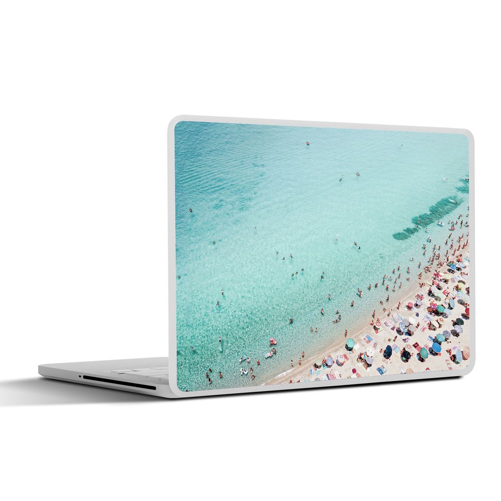 MuchoWow Laptop Aufkleber Sticker Cover Meer - Strand - Sonnenschirme - Blau - Sommer 32.5x23.5 cm - Sticker für Laptop - Selbstklebend