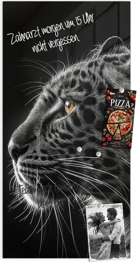 Magnettafel 50x100cm Pinnwand Whiteboard beschreibbar - Leopard Silhouette