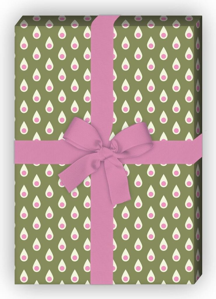 70er Jahre Retro Geschenkpapier mit Vintage Tropfen, rosa - G8534, 32 x 48cm