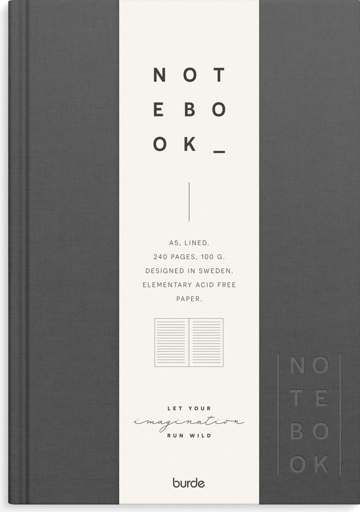 Burde Notizbuch Textil dunkelgrau liniert A5