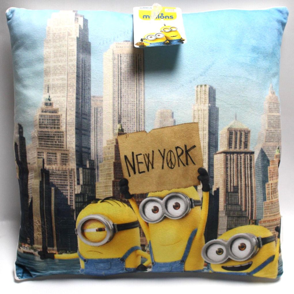 Minions in New York Kissen | 35 x 35 cm | Kinder Deko-Kissen | Kuschelkissen