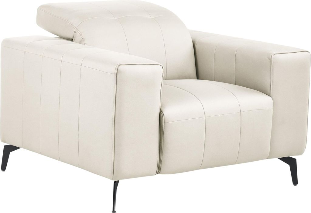 BELIANI Sessel Hellbeige Kunstleder mit Metallbeinen Armlehnen Verstellbarer Kopfstütze Modernes Design r Polstersessel Lederoptik Armsessel